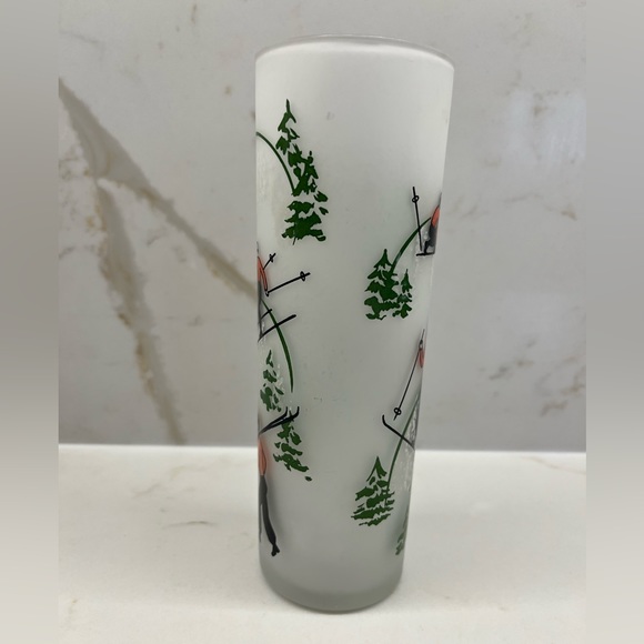 Vintage Federal Glass Frosted MCM Tom Collins Skier Glass Rare Snow Barware - Picture 4 of 6